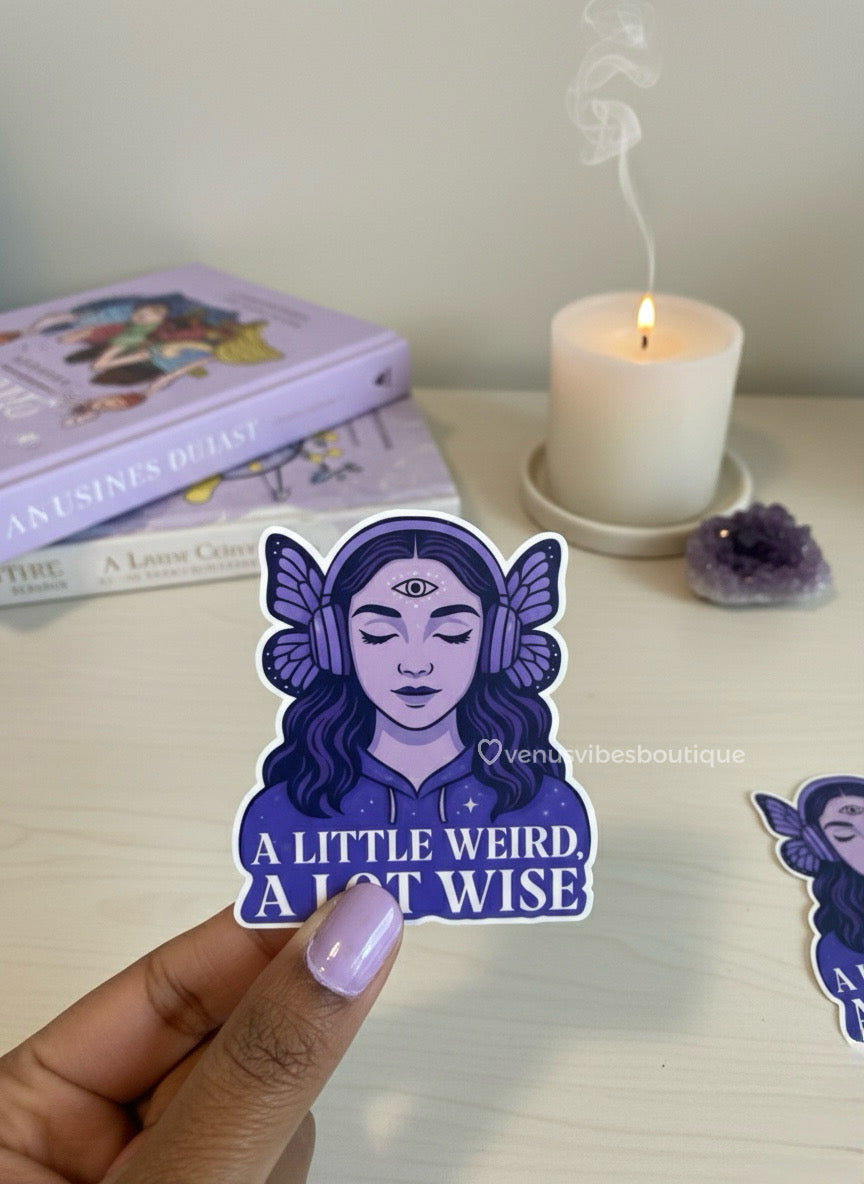 Aquarius Zodiac Sticker, A Little Weird A Lot Wise Vinyl Decal for Planners, Journals & Laptops