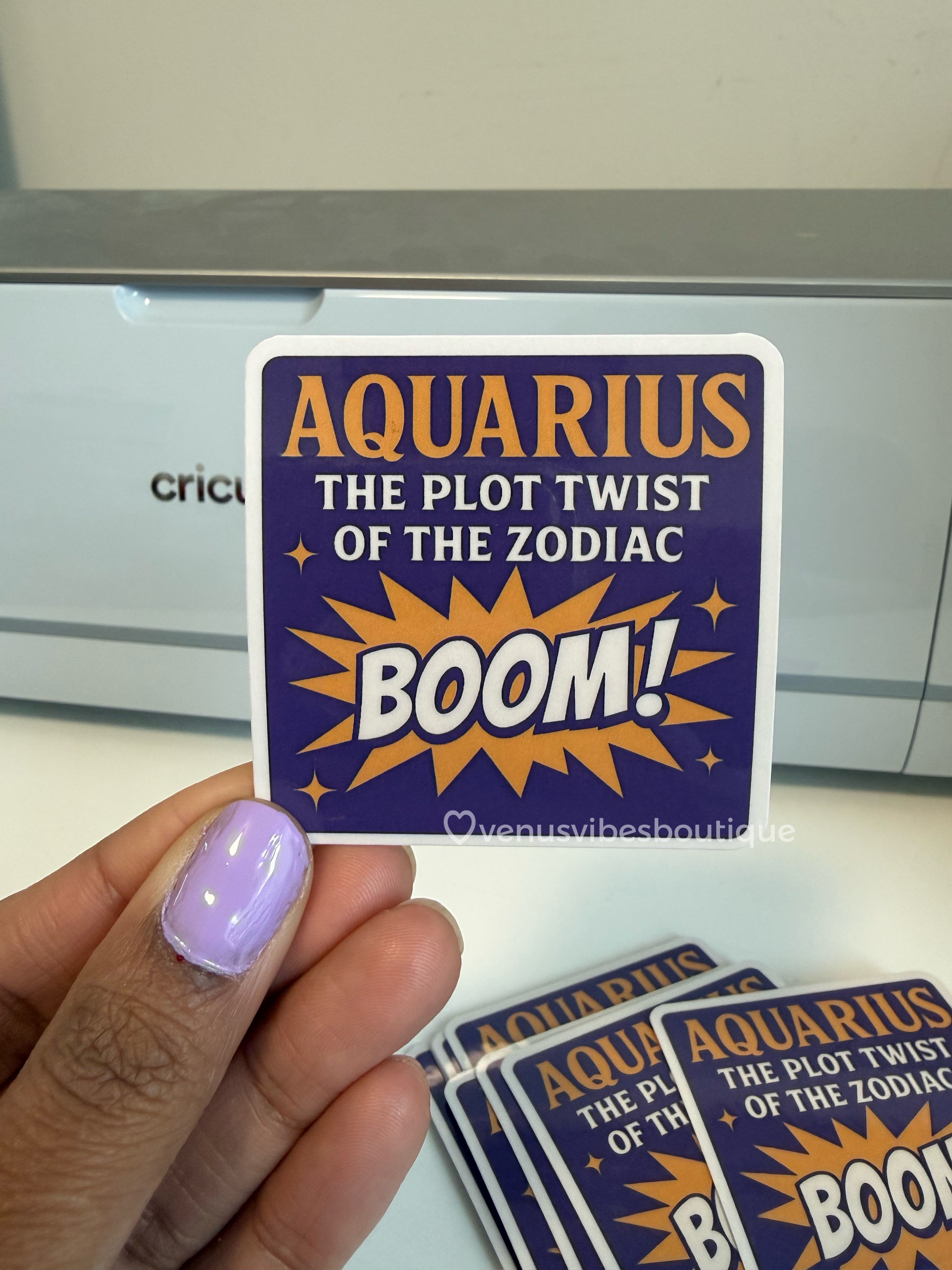 Aquarius Zodiac Sticker – Funny Astrology Sticker for Journals, Laptops & Phone Cases | Aquarius Gift