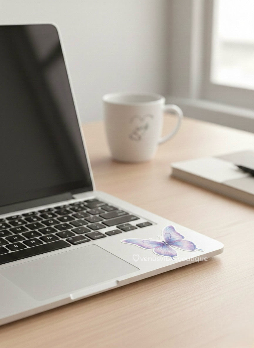 Lavender Butterfly Aesthetic Sticker | Feminine Energy Laptop, & Journal Sticker