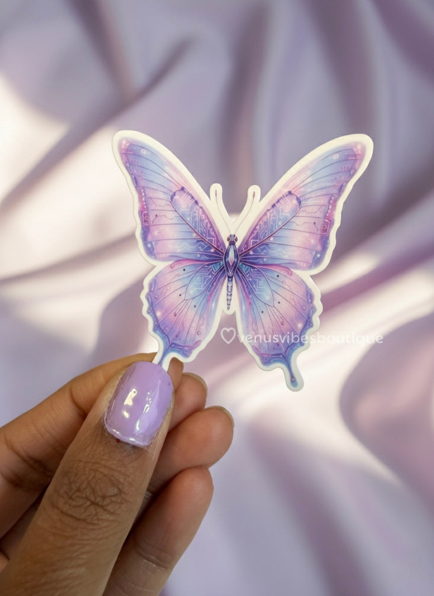 Lavender Butterfly Aesthetic Sticker | Feminine Energy Laptop, & Journal Sticker