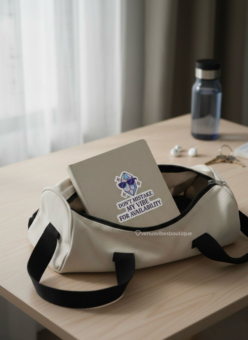 Don’t Mistake My Vibe For Availability Sticker, Funny Sassy Sticker, Laptop Journal Decal | Crystal Sunglasses Aesthetic Sticker